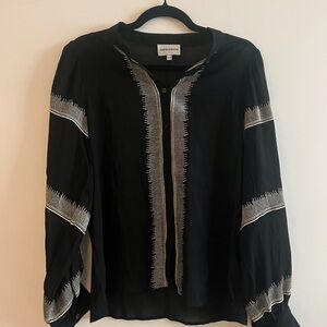 Antik Batik Black Blouse with Silver Accents